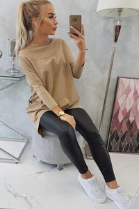 Sweatshirt with print 9139 / – Camel цвет / color | Lexline Fashion