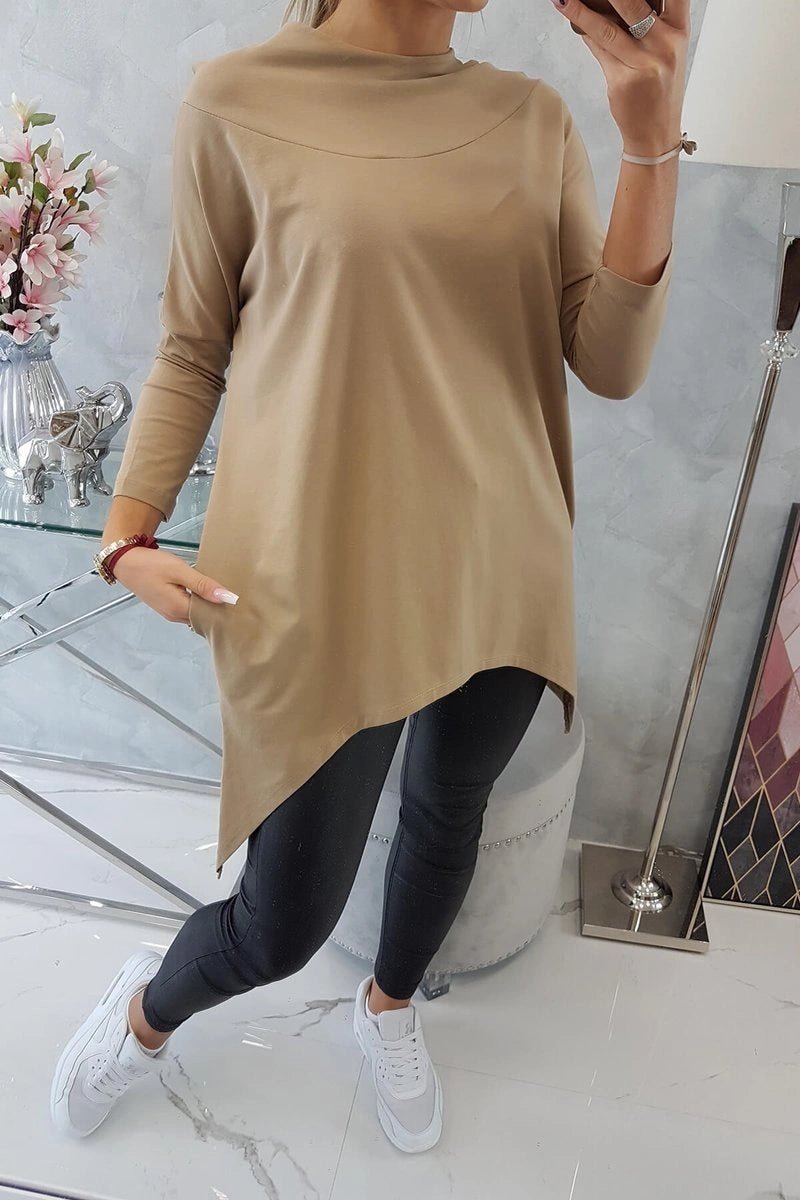 Sweatshirt with print 9139 / – Camel цвет / color | Lexline Fashion