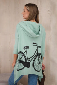 Sweatshirt with print 9139 / – Mint || Dark цвет / color | Lexline Fashion