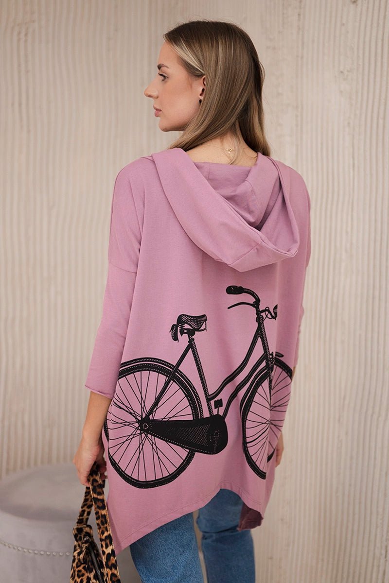 Sweatshirt with print 9139 / – Pink || Dark цвет / color | Lexline Fashion