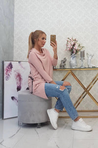 Sweatshirt with print 9139 / – Powder || Dark цвет / color | Lexline Fashion