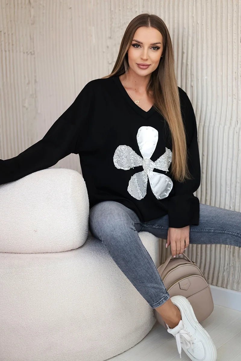 Sweatshirt with print ART121774 / – Black цвет / color | Lexline Fashion