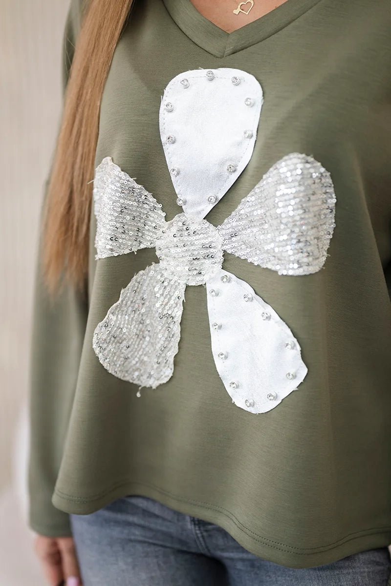 Sweatshirt with print ART121774 / – Khaki цвет / color | Lexline Fashion