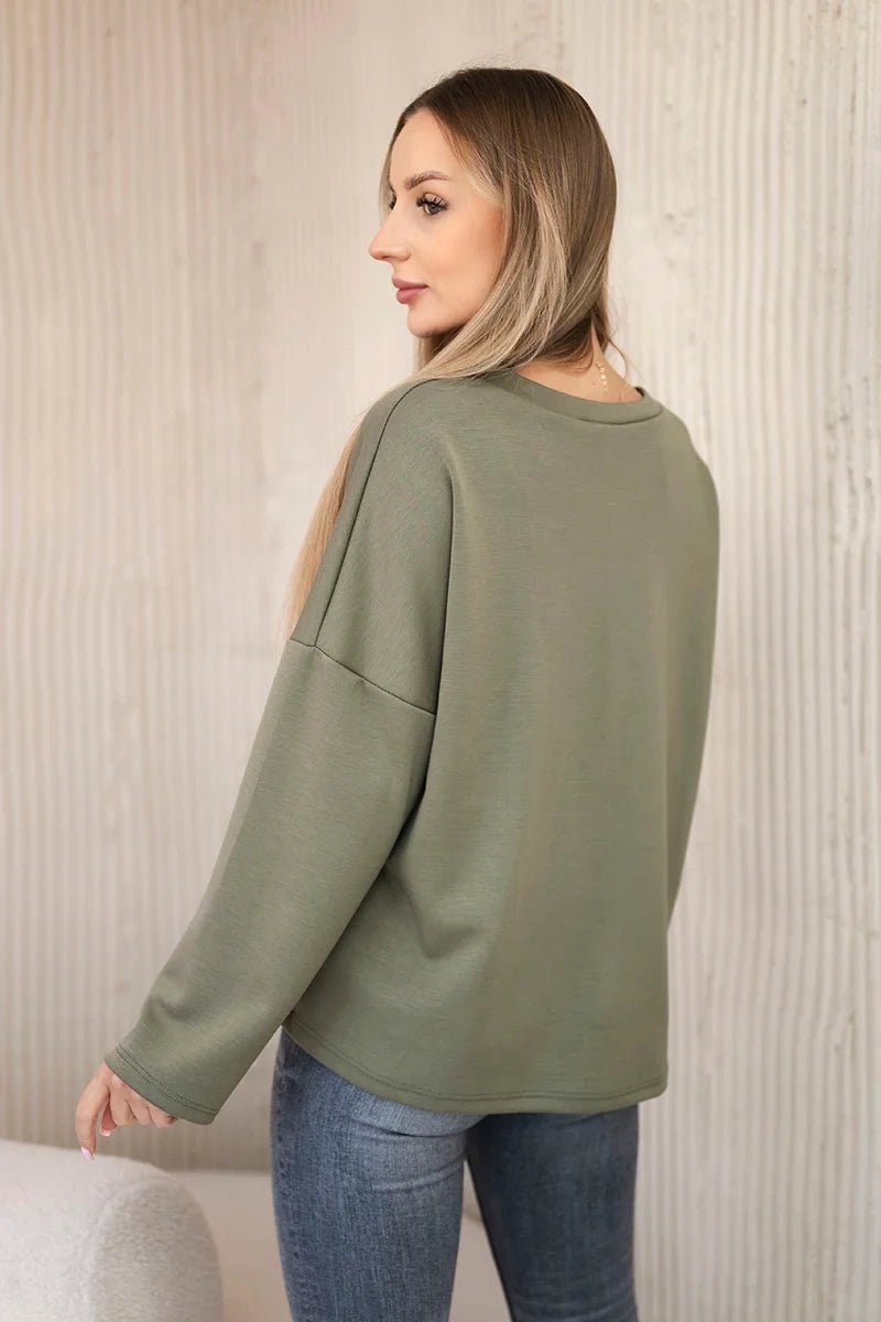 Sweatshirt with print ART121774 / – Khaki цвет / color | Lexline Fashion