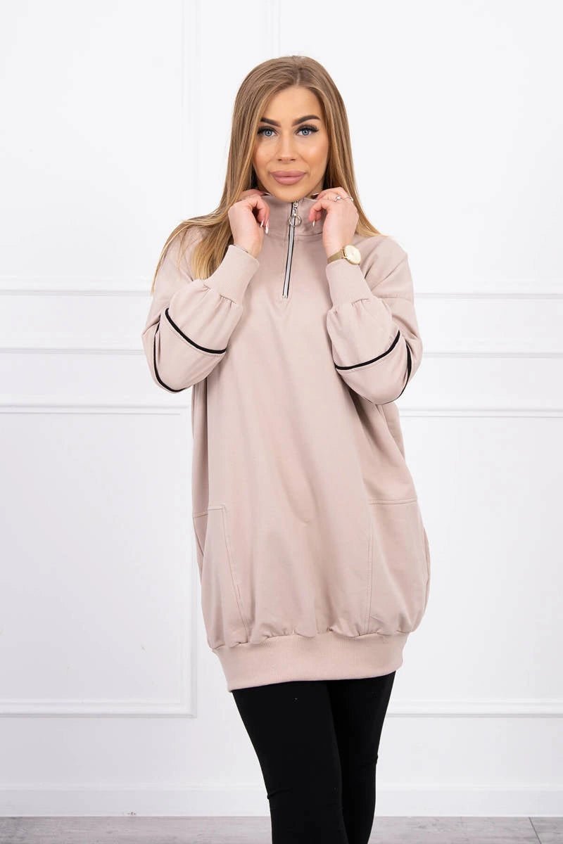 Sweatshirt with zipper and pockets 9347 / – Beige цвет / color | Lexline Fashion