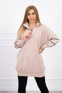 Sweatshirt with zipper and pockets 9347 / – Beige цвет / color | Lexline Fashion