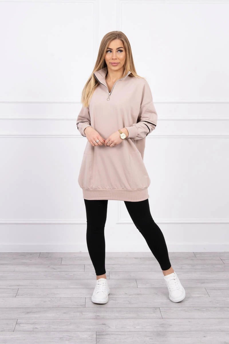 Sweatshirt with zipper and pockets 9347 / – Beige цвет / color | Lexline Fashion