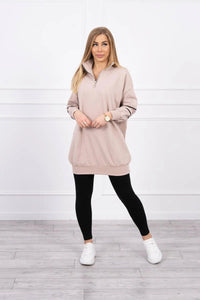 Sweatshirt with zipper and pockets 9347 / – Beige цвет / color | Lexline Fashion