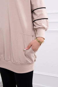 Sweatshirt with zipper and pockets 9347 / – Beige цвет / color | Lexline Fashion