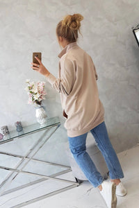 Sweatshirt with zipper and pockets 9347 / – Beige цвет / color | Lexline Fashion