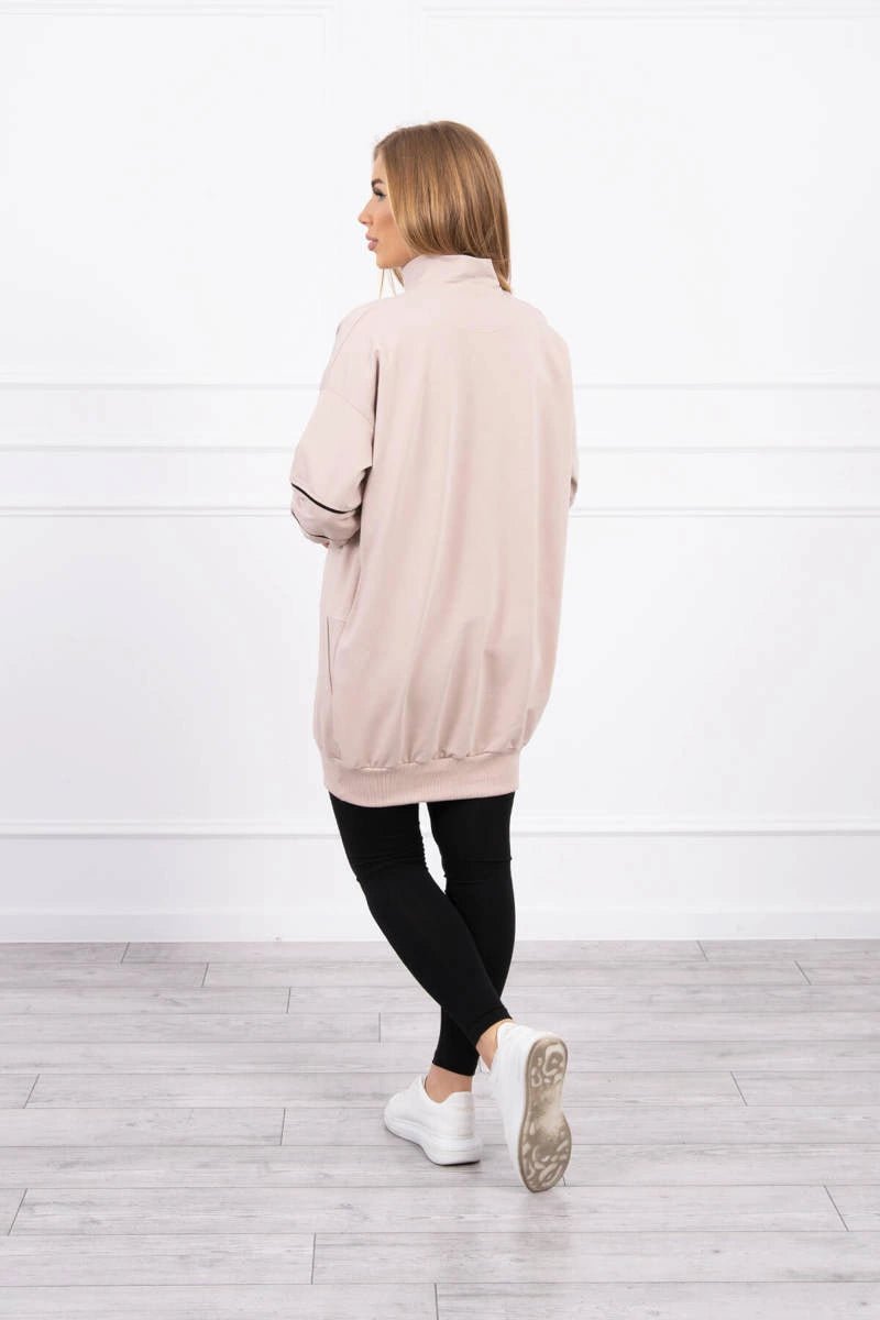 Sweatshirt with zipper and pockets 9347 / – Beige цвет / color | Lexline Fashion