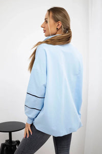 Sweatshirt with zipper and pockets 9347 / – Blue цвет / color | Lexline Fashion