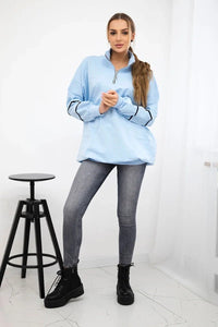 Sweatshirt with zipper and pockets 9347 / – Blue цвет / color | Lexline Fashion