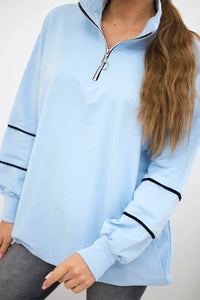 Sweatshirt with zipper and pockets 9347 / – Blue цвет / color | Lexline Fashion