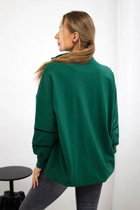 Sweatshirt with zipper and pockets 9347 / – Green цвет / color | Lexline Fashion
