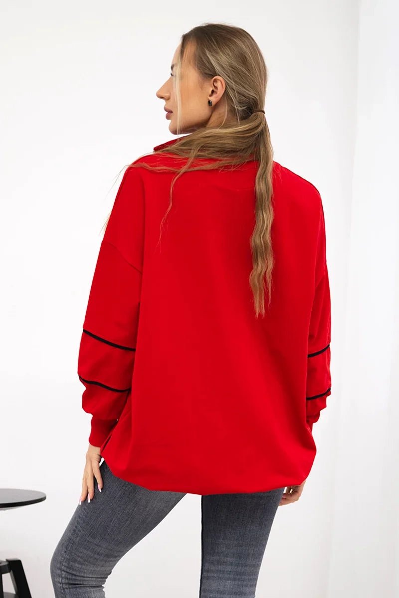 Sweatshirt with zipper and pockets 9347 / – Red цвет / color | Lexline Fashion