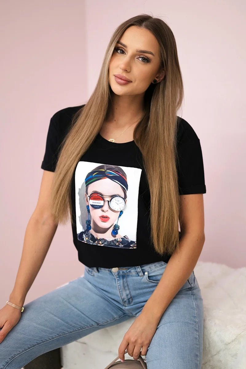 T-shirt with a print 5405 / – Black цвет / color | Lexline Fashion