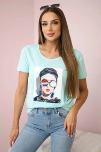 T-shirt with a print 5405 / – Mint цвет / color | Lexline Fashion