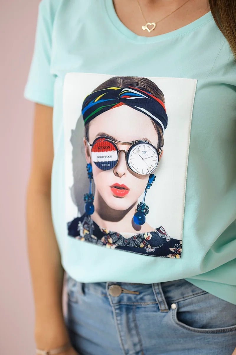 T-shirt with a print 5405 / – Mint цвет / color | Lexline Fashion