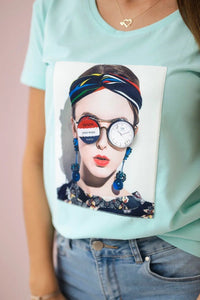 T-shirt with a print 5405 / – Mint цвет / color | Lexline Fashion