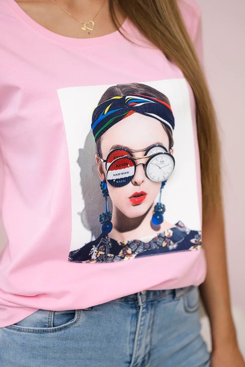 T-shirt with a print 5405 / – Powder цвет / color | Lexline Fashion