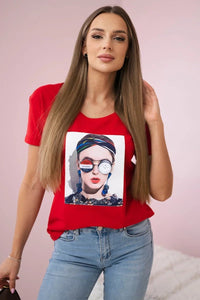 T-shirt with a print 5405 / – Red цвет / color | Lexline Fashion