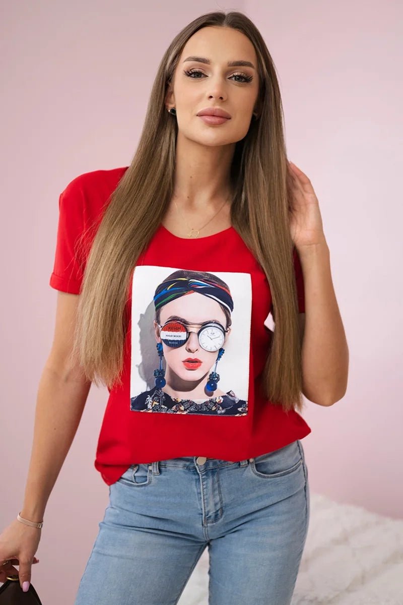 T-shirt with a print 5405 / – Red цвет / color | Lexline Fashion