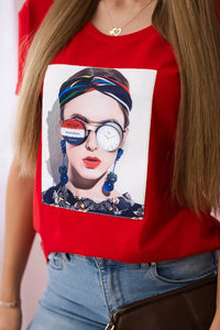 T-shirt with a print 5405 / – Red цвет / color | Lexline Fashion