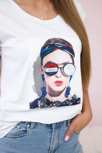 T-shirt with a print 5405 / – White цвет / color | Lexline Fashion