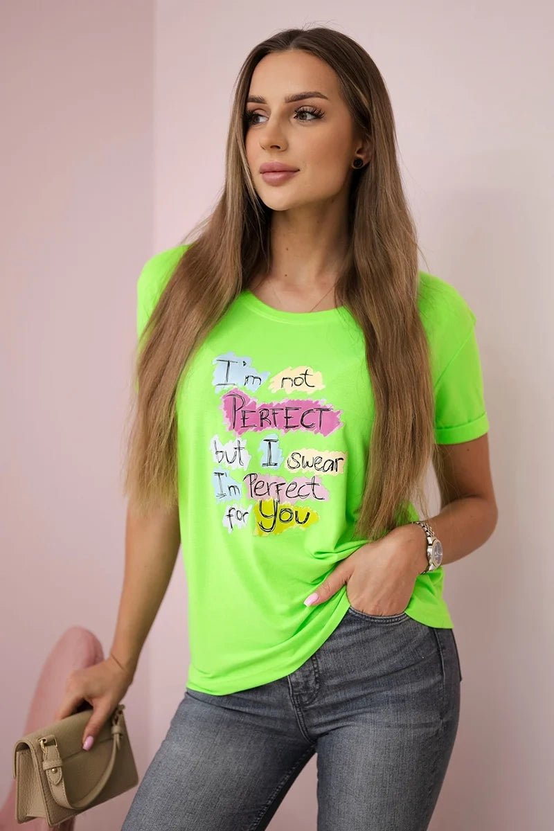 T-shirt with a print 5406 / – Green || Neon цвет / color | Lexline Fashion