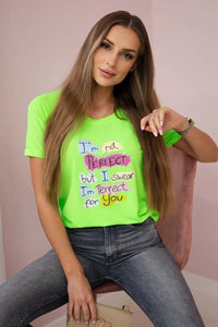 T-shirt with a print 5406 / – Green || Neon цвет / color | Lexline Fashion