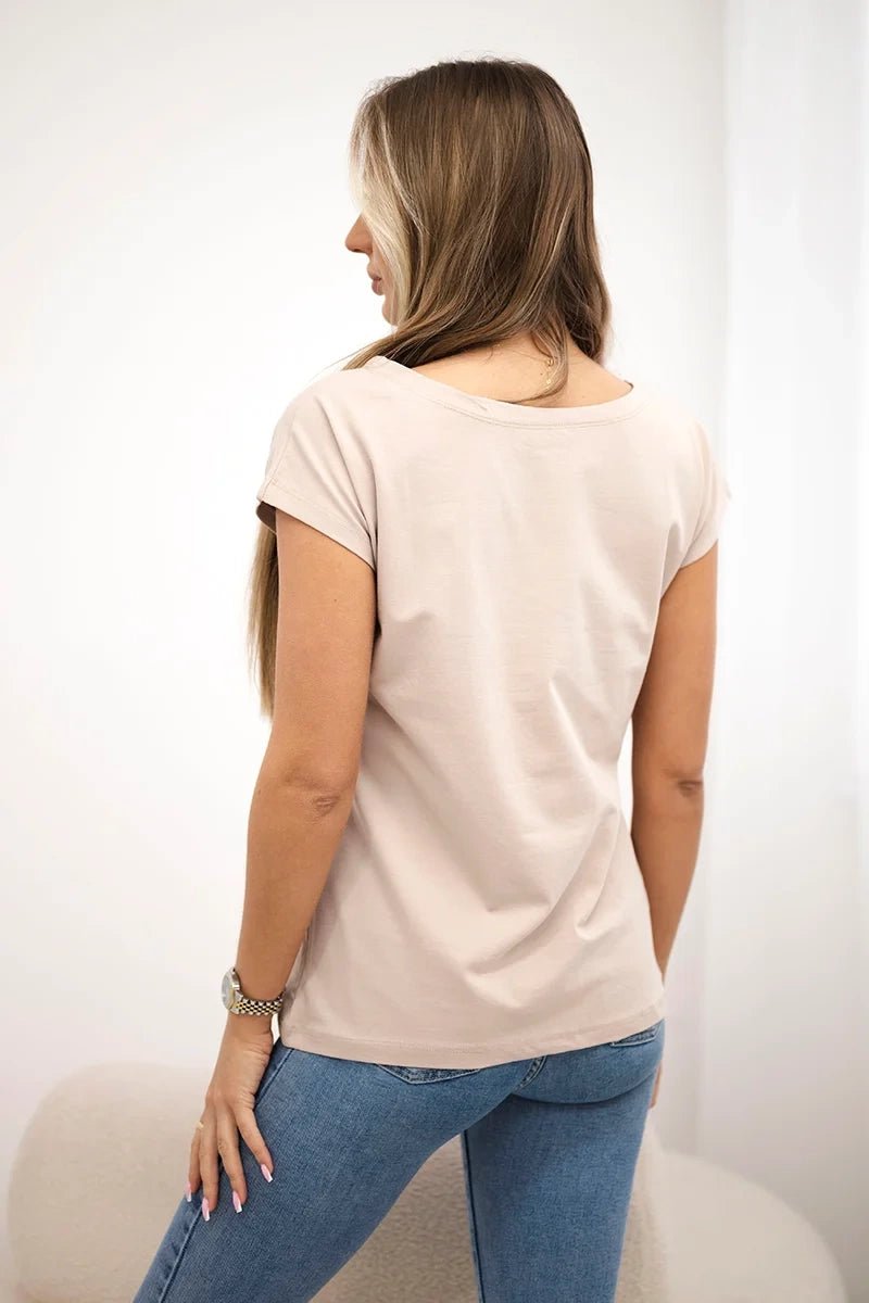 T-shirt with a print 8985 / – Beige цвет / color | Lexline Fashion