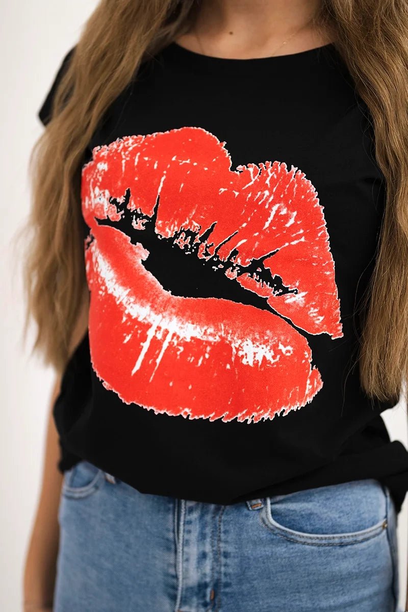 T-shirt with a print 8985 / – Black цвет / color | Lexline Fashion