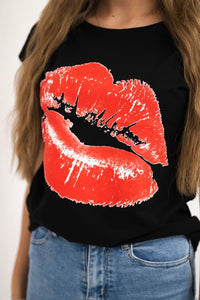 T-shirt with a print 8985 / – Black цвет / color | Lexline Fashion