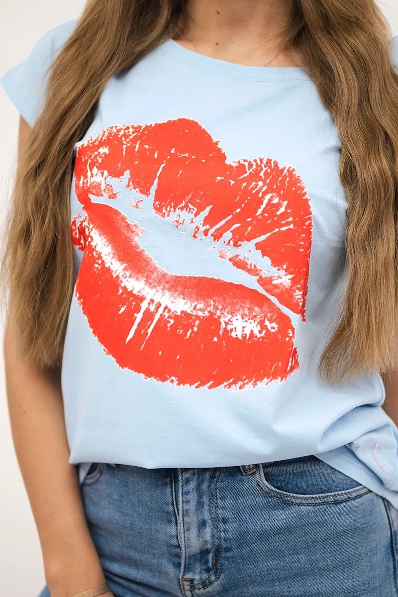 T-shirt with a print 8985 / – Blue цвет / color | Lexline Fashion