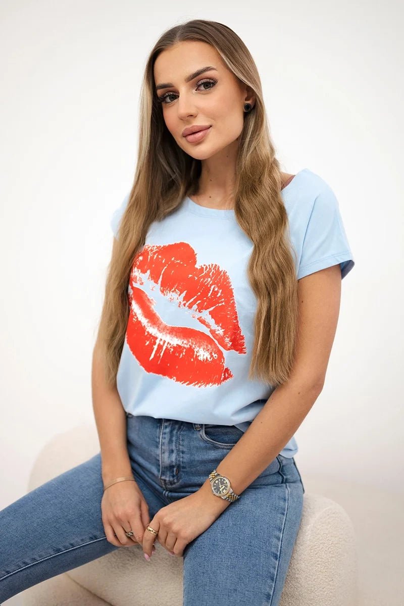 T-shirt with a print 8985 / – Blue цвет / color | Lexline Fashion