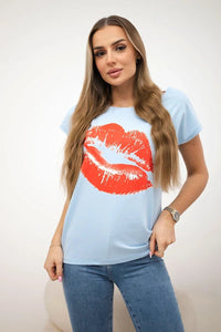 T-shirt with a print 8985 / – Blue цвет / color | Lexline Fashion