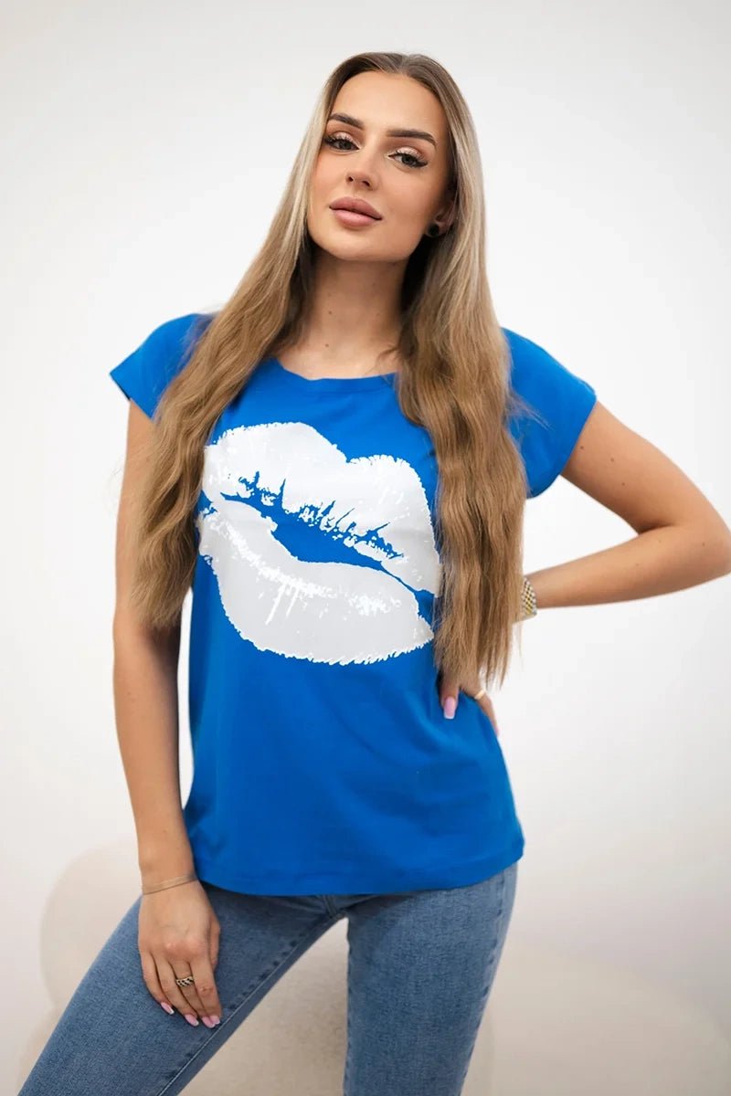T-shirt with a print 8985 / – Blue cornflower цвет / color | Lexline Fashion