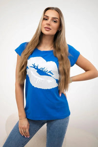 T-shirt with a print 8985 / – Blue cornflower цвет / color | Lexline Fashion