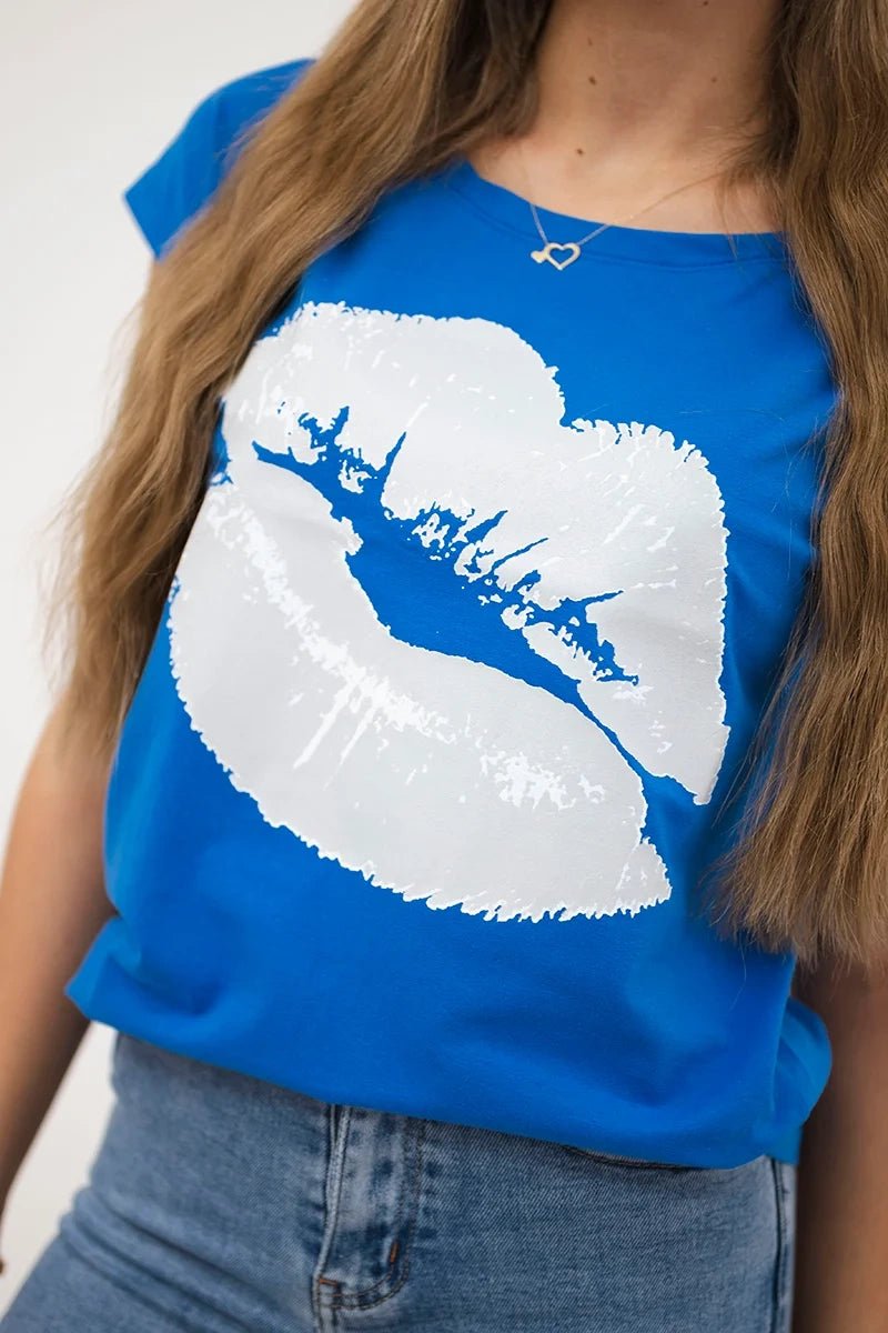 T-shirt with a print 8985 / – Blue cornflower цвет / color | Lexline Fashion