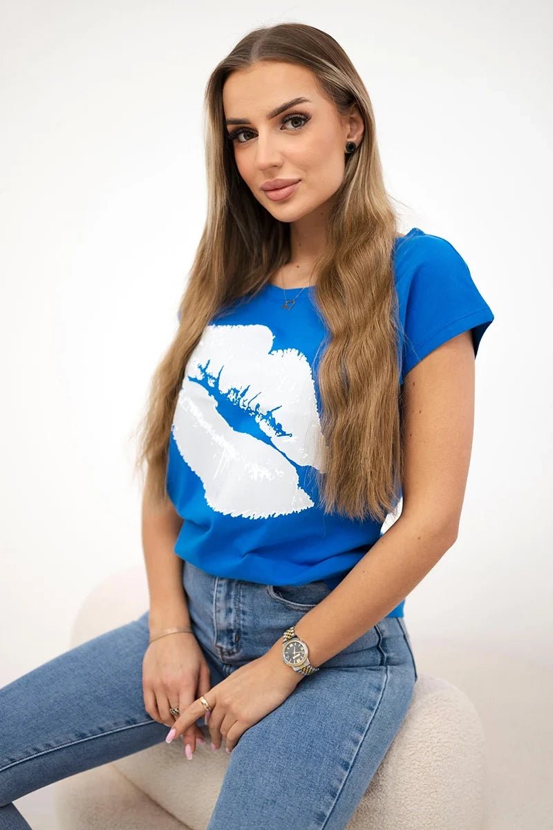 T-shirt with a print 8985 / – Blue cornflower цвет / color | Lexline Fashion