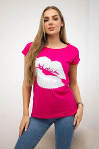 T-shirt with a print 8985 / – Fuchsia цвет / color | Lexline Fashion