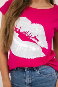 T-shirt with a print 8985 / – Fuchsia цвет / color | Lexline Fashion