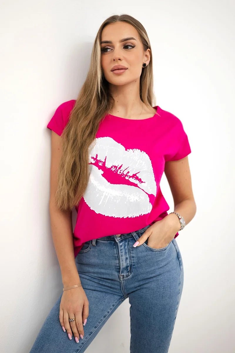 T-shirt with a print 8985 / – Fuchsia цвет / color | Lexline Fashion