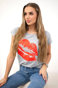 T-shirt with a print 8985 / – Gray цвет / color | Lexline Fashion
