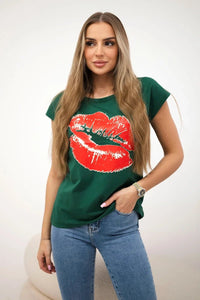 T-shirt with a print 8985 / – Green цвет / color | Lexline Fashion