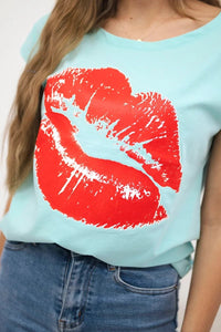 T-shirt with a print 8985 / – Mint цвет / color | Lexline Fashion