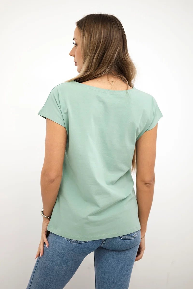 T-shirt with a print 8985 / – Mint || Dark цвет / color | Lexline Fashion