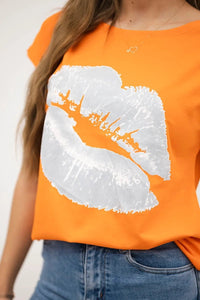 T-shirt with a print 8985 / – Orange цвет / color | Lexline Fashion
