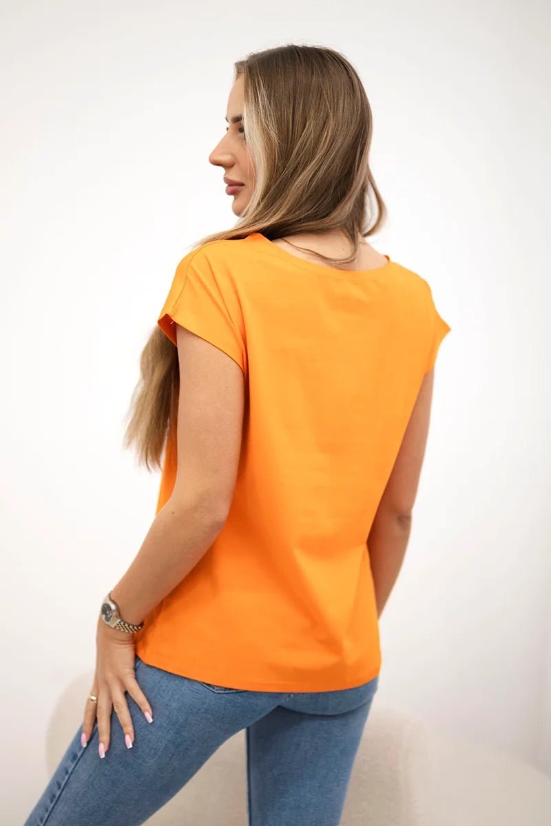 T-shirt with a print 8985 / – Orange цвет / color | Lexline Fashion